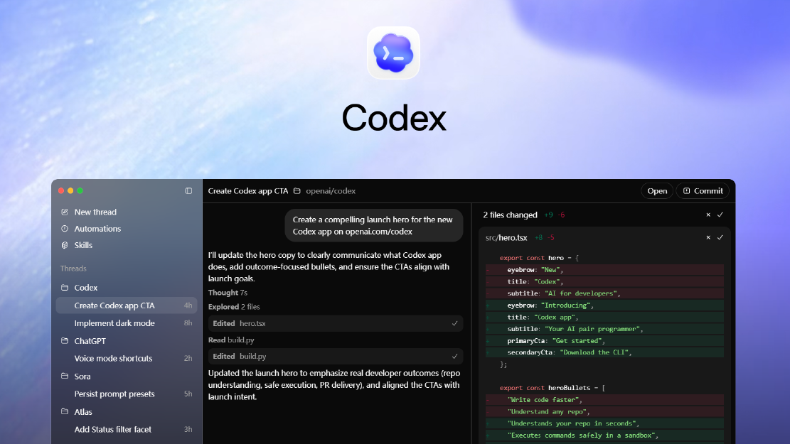 Codex APP introduction screenshot